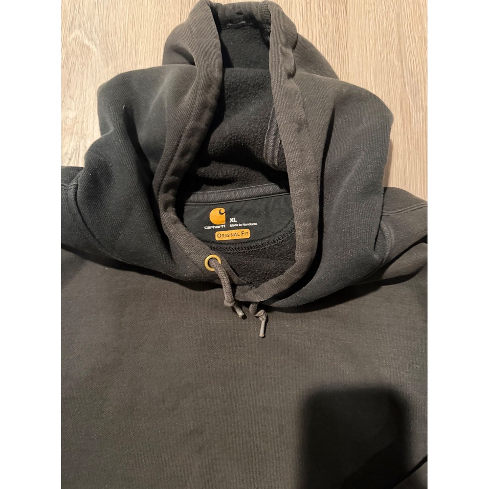 Carhartt Sleeve Logo Hoodie Mens XL Black Original Fit Heavyweight Pullover - Picture 4 of 5